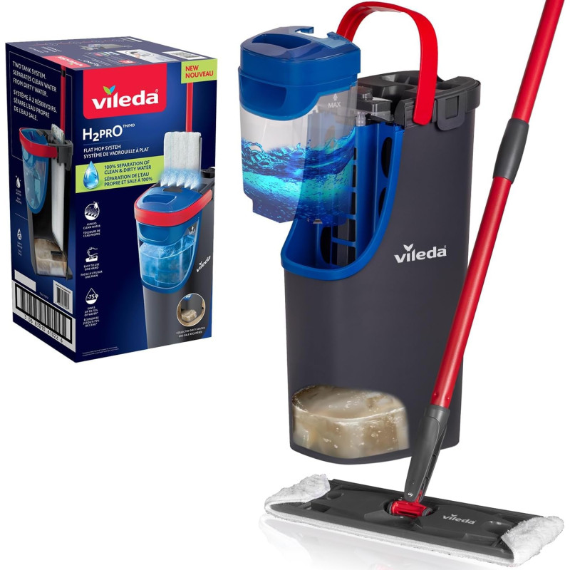 Vileda H2PrO Flat Mop Sistema lavapavimenti a piastra piatta