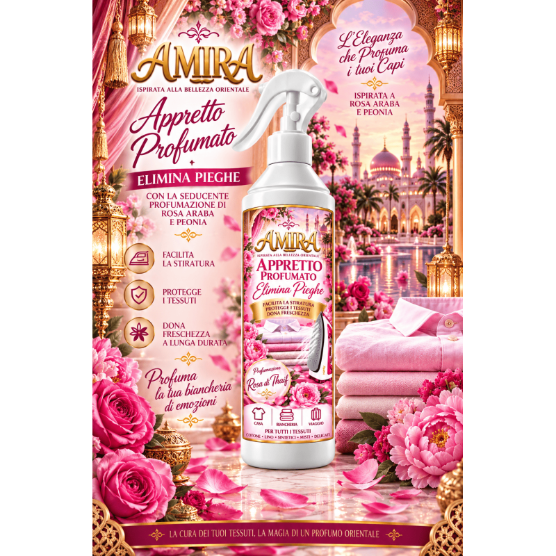 Amira Appretto Profuma Bucato Elimina Pieghe 500 ml Rosa di Thaif