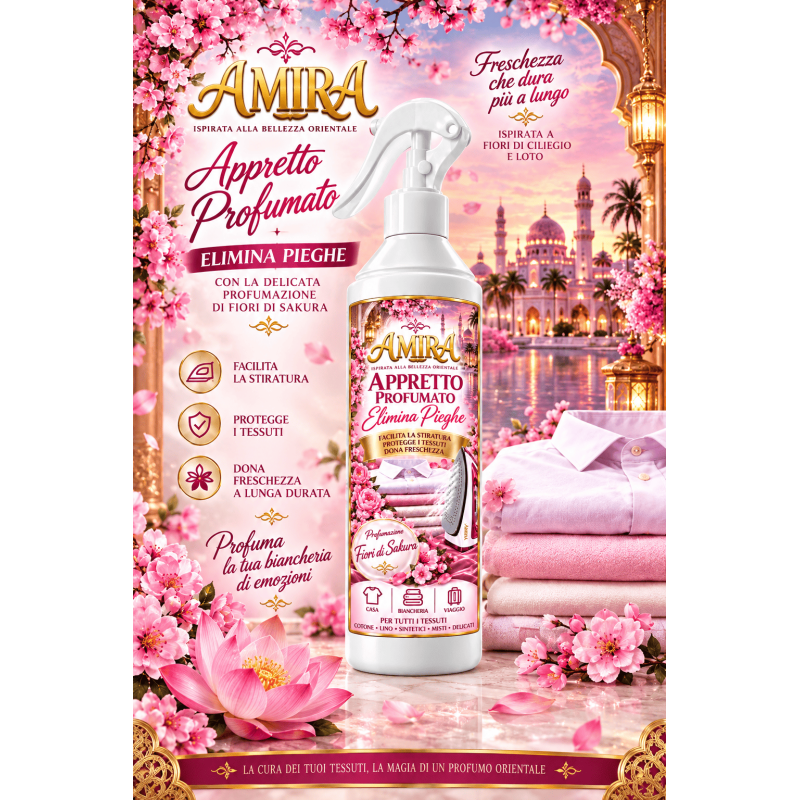 Amira Appretto Profuma Bucato Elimina Pieghe 500 ml Fiori di Sakura